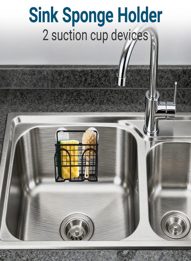Frayot Sponge Holder for Kitchen Sink, Sink Organizer with 2 Installation Methods, Mesh Design for Sponge, Dish Brush, Scrubber, and Sink Stopper (Black-Small) - Image 5